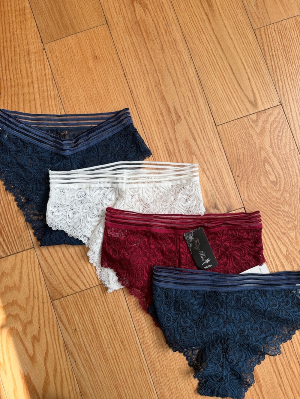 Bundle of 4 Lace Panty Set - Navy, White, Burgundy